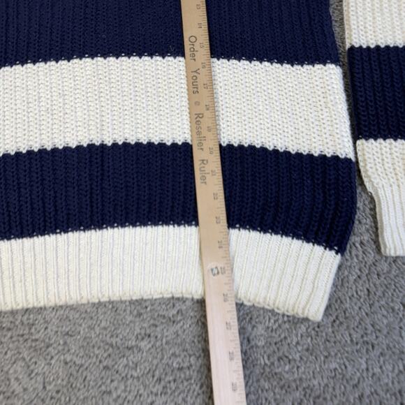Vintage Gap Sweater Mens Medium Blue White Stripe Henley Knit Hong Kong 90s - Picture 9 of 12